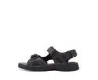 HUSH PUPPIES SIMMER Mens Leather Adjustable Strap Comfort Sandals Shoes - Black