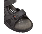 HUSH PUPPIES SIMMER Mens Leather Adjustable Strap Comfort Sandals Shoes - Black