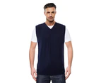 Ansett Men's Navy Blue Merino Wool Fine Weight Vest