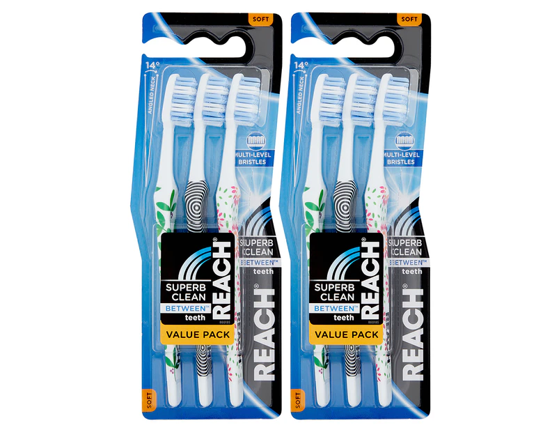 2 x 3pk Reach Superb Clean Between Teeth Toothbrush - Soft