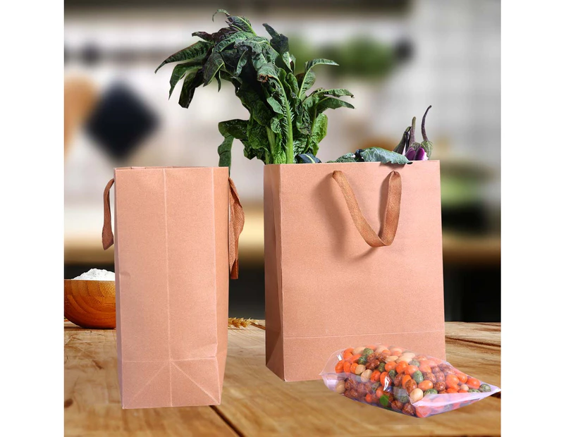 Paper Bag Gift Wedding Shopping Retail Kraft Brown Carry Bags With Handle x50