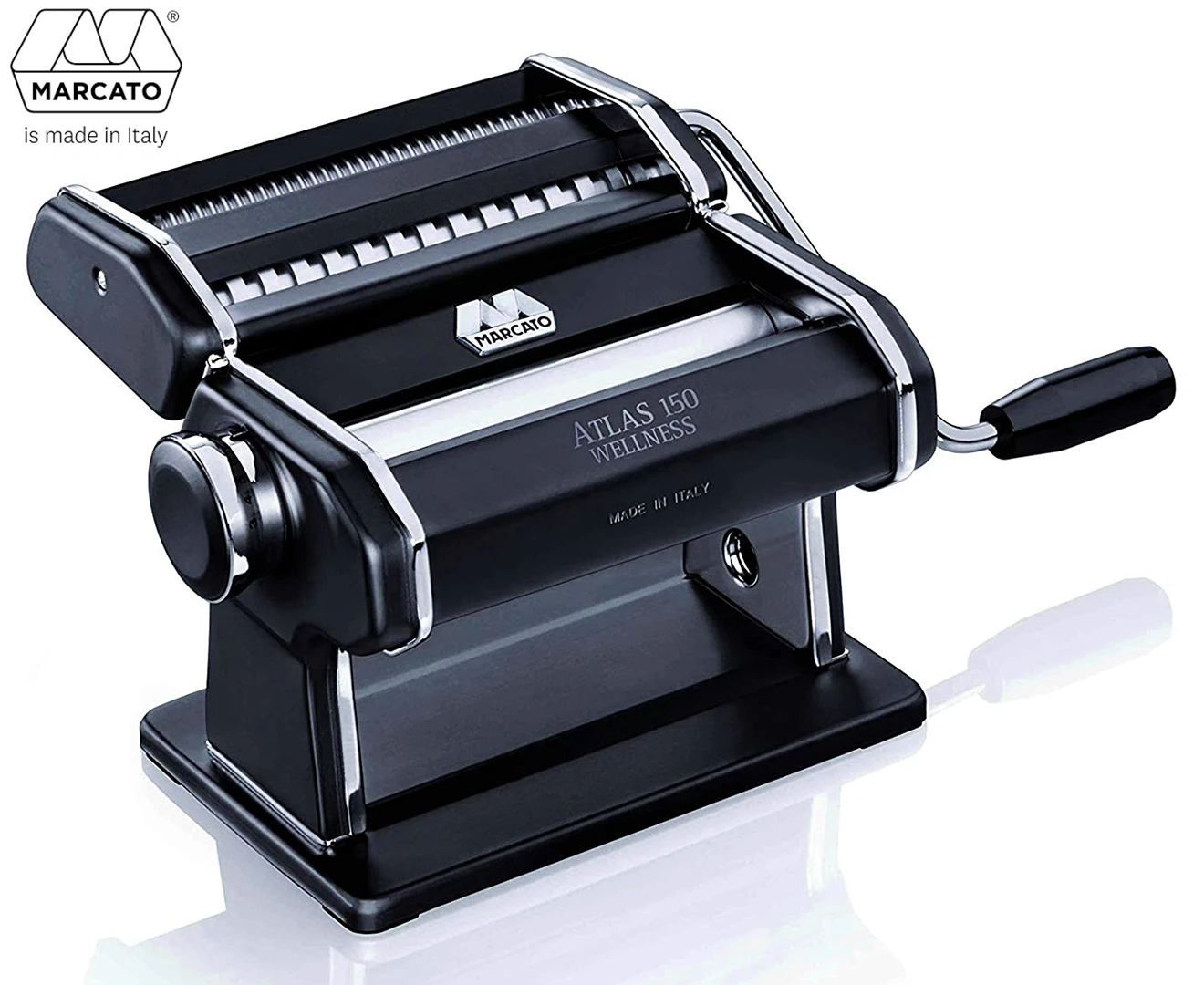 Marcato Atlas 150 Design Aluminum Pasta Machine Lasagna/Fettucine Maker Black