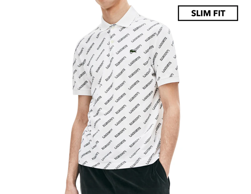 Lacoste Men's L!ve All Over Print Slim Fit Polo - White/Black