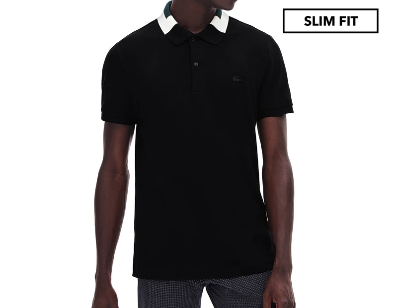 Lacoste Men's Classic Slim Fit Jacquard Collar Polo - Black