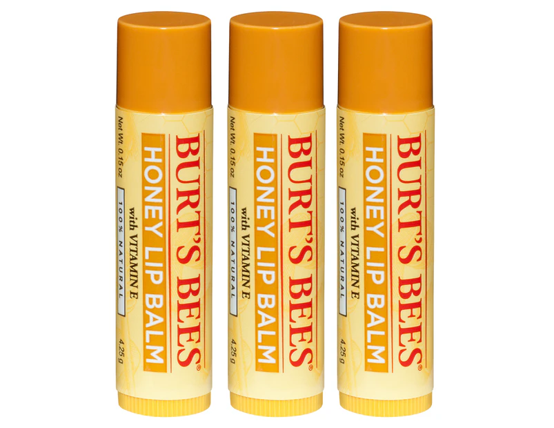 3 x Burt's Bees Lip Balm Honey 4.25g