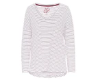 Elm Women's Yasmine Stripe Long Sleeve Tee / T-Shirt / Tshirt - Bray Red/White