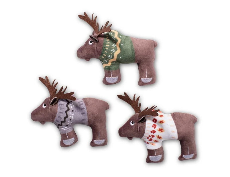 Sweater Moose Plush Dog Toy 3-Pack