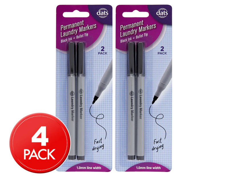 2 x Dats Permanent Laundry Markers 2-Pack - Black