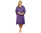Exquisite Form Plus Size Button Front Knee Length Robe - Purple Potion
