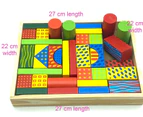 Wood puzzle blocks 40 pieces for toddlers- 40 Building Blocks in wood tray