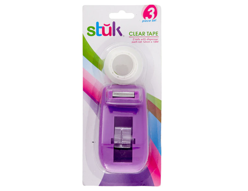 Stuk 3-Piece Clear Tape Dispenser Set - Purple