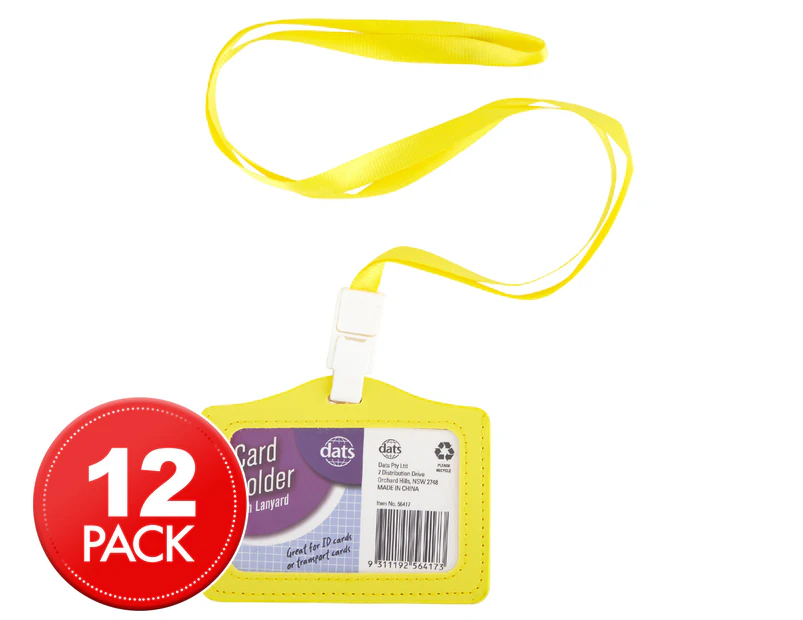 12 x Dats Soft ID Card Holder w/ Lanyard - Yellow