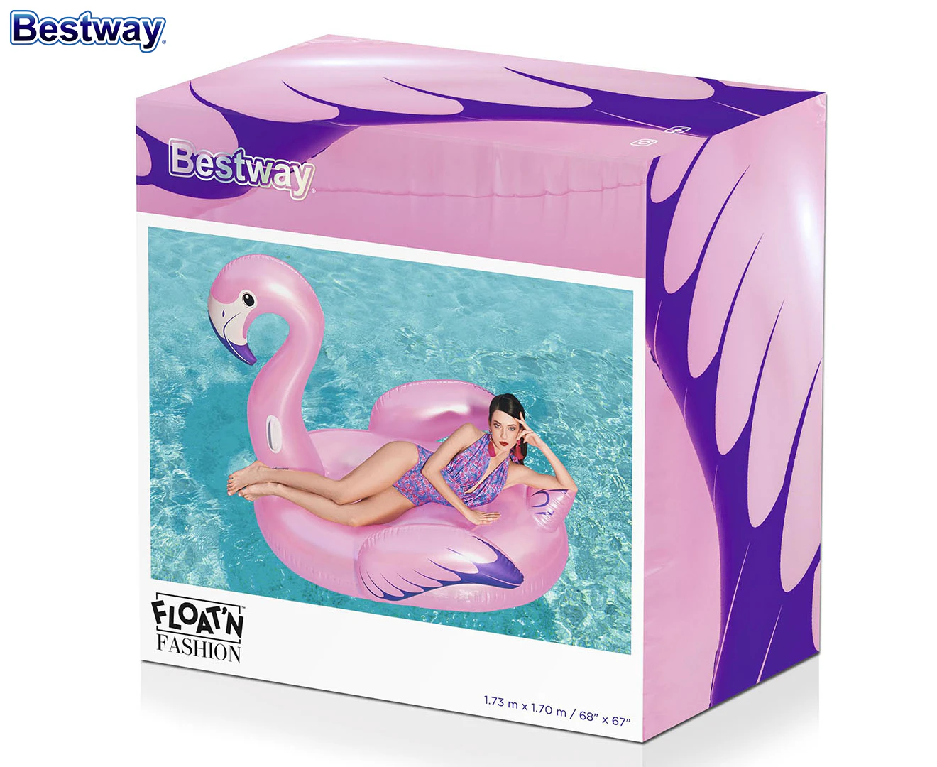 Bestway Luxury 1.73x1.70m Inflatable Flamingo Rider Water Pool Ride On Float