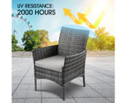 Outdoor Furniture Lounge Sofa Rattan Wicker Table and Chairs Set 3 Pcs