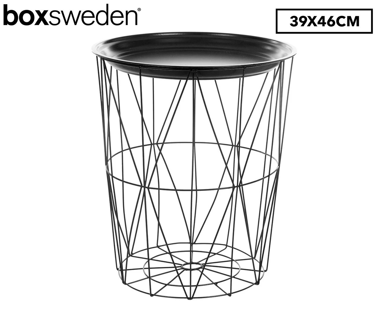 Boxsweden Toska Wire 39x46cm Storage Basket/Holder w/ Metal Top Side Table Black