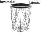 Boxsweden 39cm Toska Metal Wire Storage Basket w/ Metal Top - Black