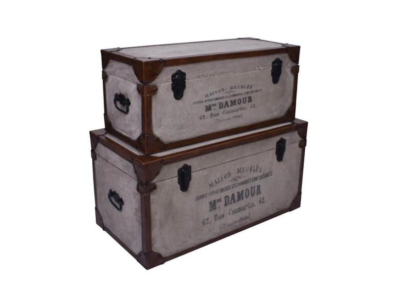 Jaipur Canvas & Leather Boxes (Set of 2)