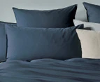 Gioia Casa Vintage Washed Cotton Queen Bed Quilt Cover Set - Dark Indigo