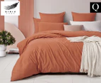 Gioia Casa Vintage Washed Cotton Queen Bed Quilt Cover Set - Brick