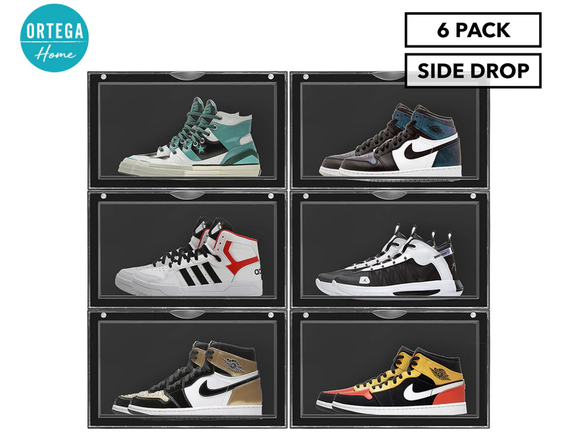 6 x Ortega Home Shoe/Sneaker Display Box Side Open - Black