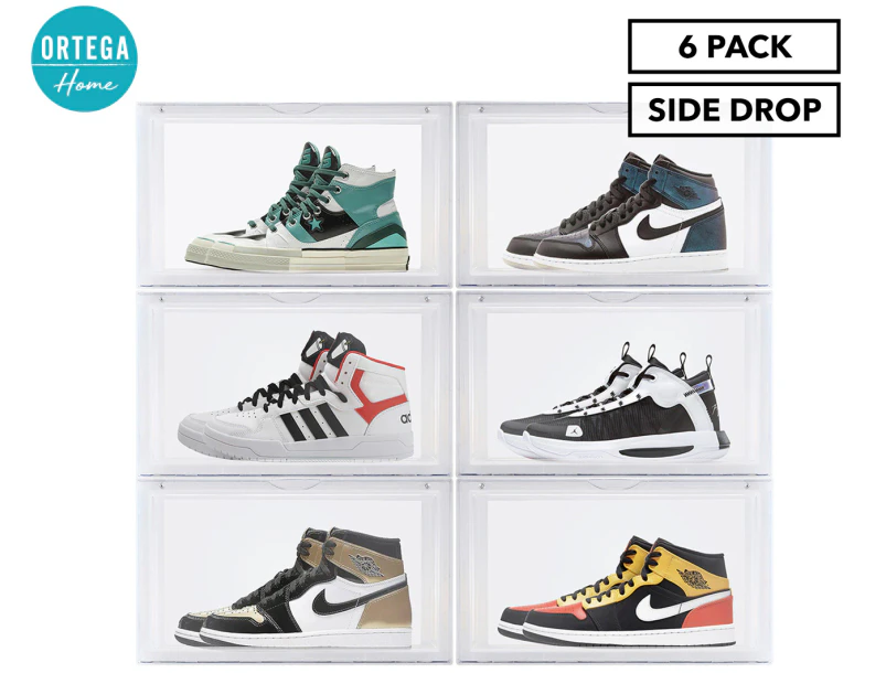 6 x Ortega Home Shoe/Sneaker Display Box Side Open - Clear