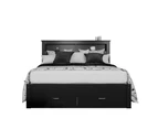 Porcia Double Bed with Storage Shelves & Drawers - Black