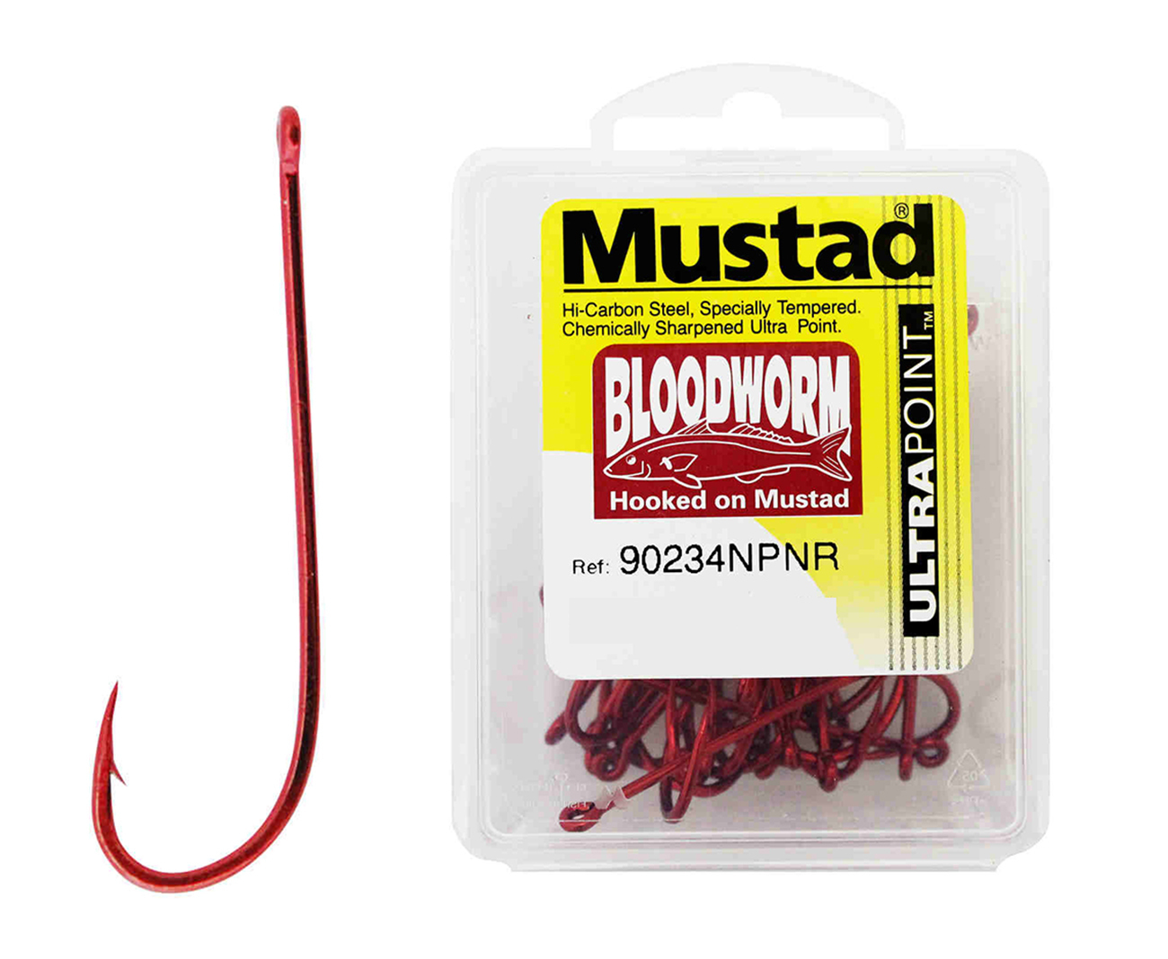 Mustad Bloodworm Size 2-90234npnr-Bulk 3 Pack-Chemically Sharpened Fishing  Hooks