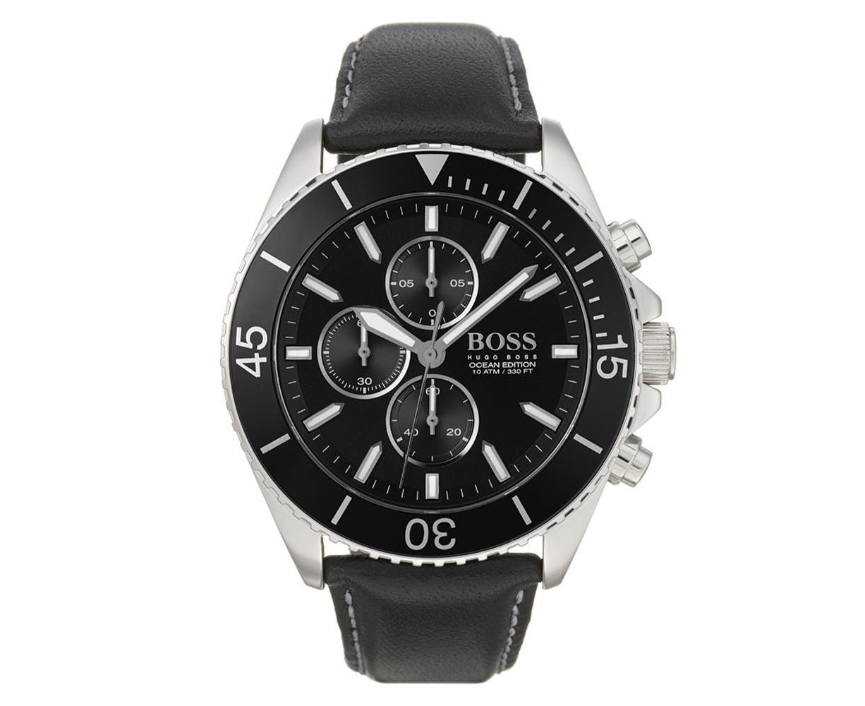 Hugo Boss Ocean Edition Black Leather Men's Chrono Watch - 1513697