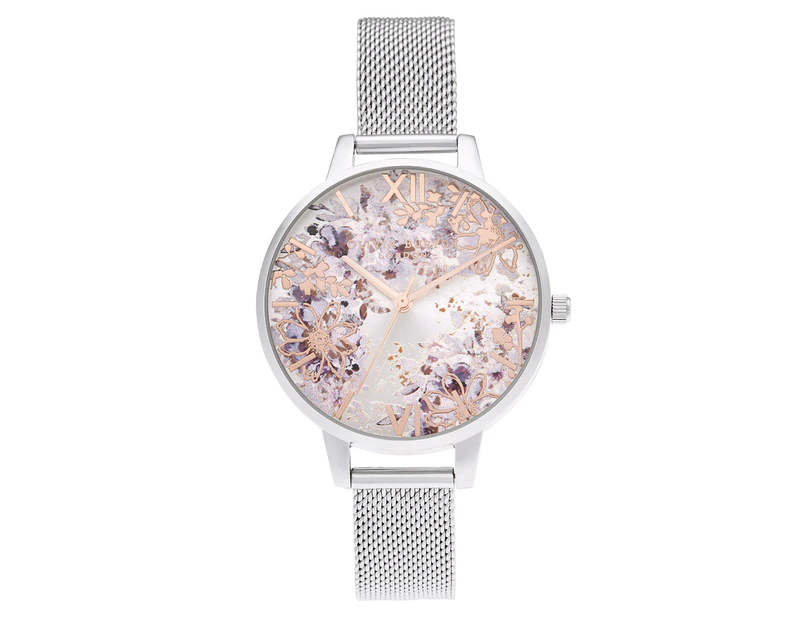 Olivia Burton Women's 34mm Abstract Floral Demi Stainless Steel Watch - Silver/Floral