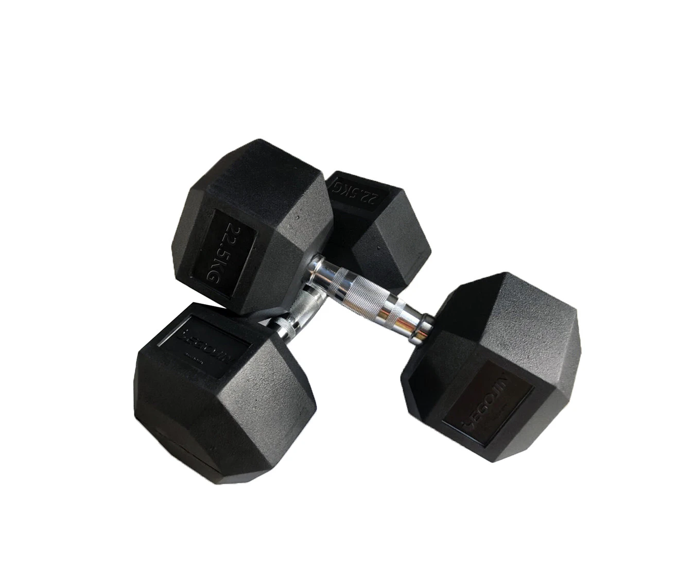 22.5kg x 2 Hex Rubber Coat Iron Dumbell Home Gym Strength Weight Training Commercial Grade