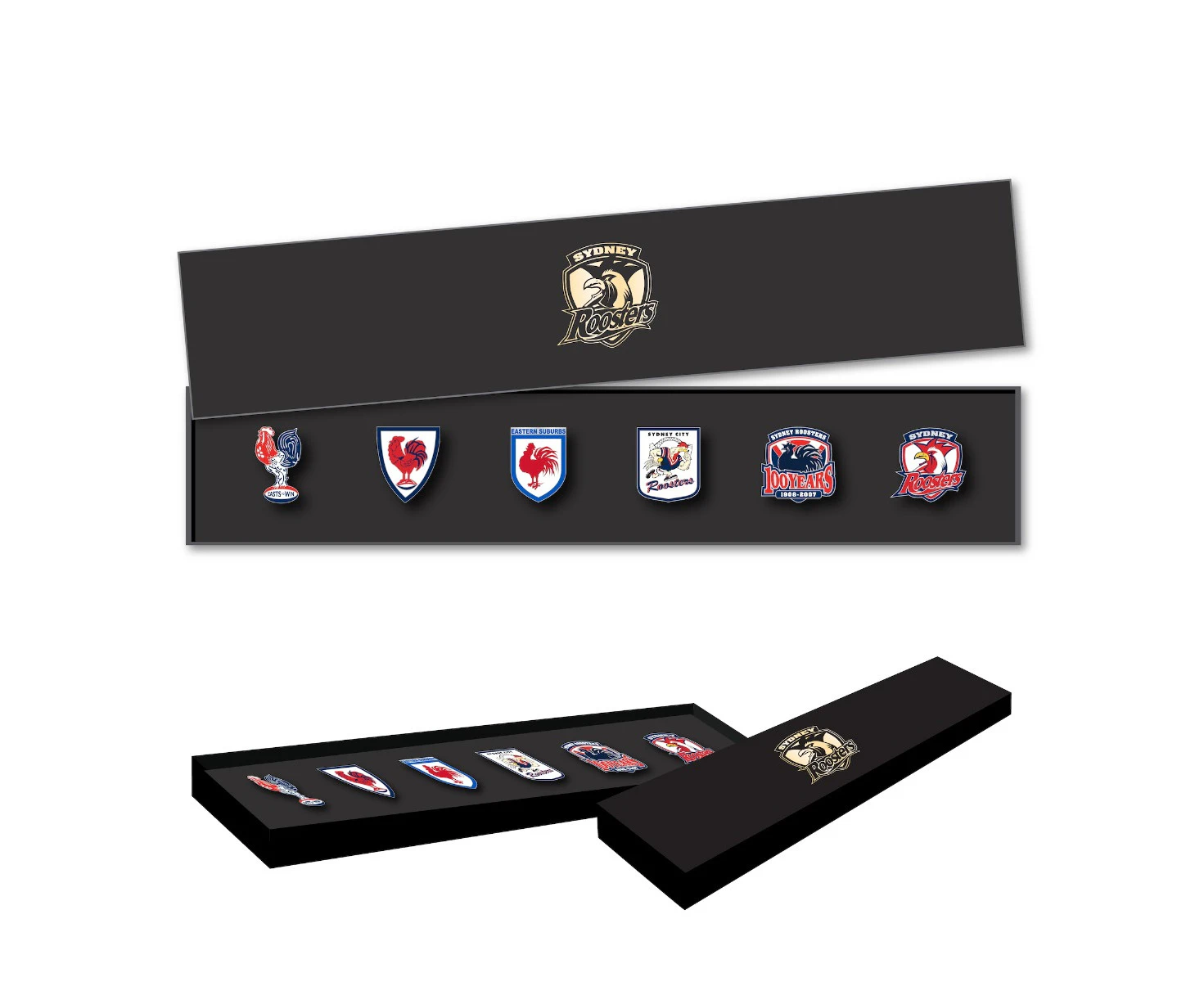 NRL Evolution Pin Set - History Logos - Sydney Roosters