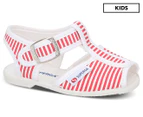 Superga Girls' 1200 Sandals - Seersucker White/Red