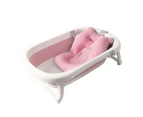 Pink 800*490*220mm Portable Folding Baby Bathtub with Thermometer with Baby Seat Pad Mat
