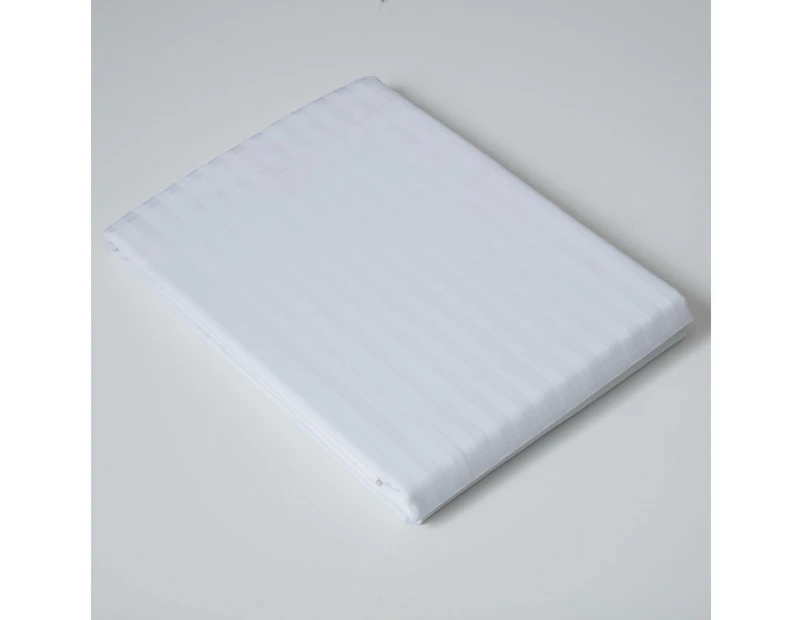 Belledorm 540 Thread Count Satin Stripe Flat Sheet (White) - BM189
