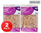 2 x Dats Assorted Size Rubber Bands 100g - Brown