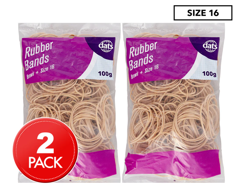 2 x Dats Size 16 Rubber Bands 100g - Brown