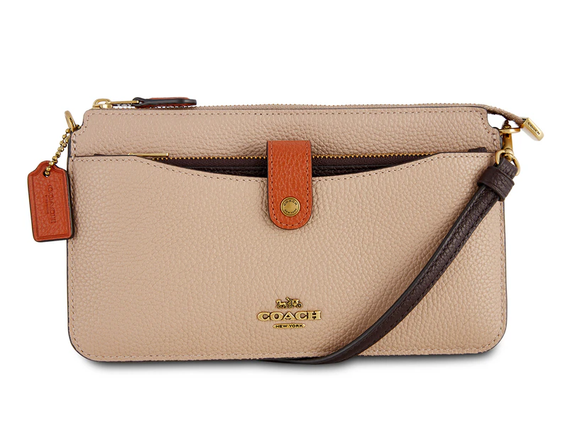 Coach Noa Colour Block Pop-Up Pebbled Leather Crossbody Bag - Taupe/Ginger/Multi