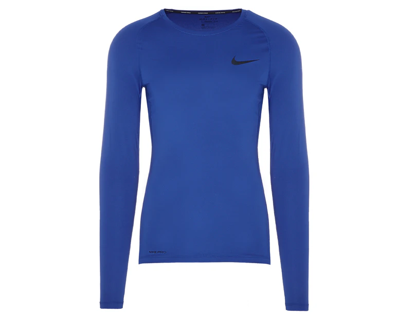 Nike Men's Pro Tight Fit Long Sleeve Top - Blue