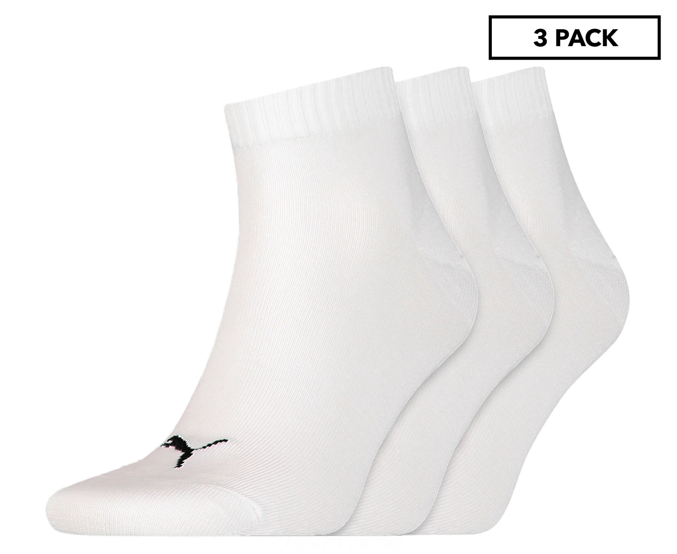 Puma Unisex Quarter Trainer Socks 3-Pack - White