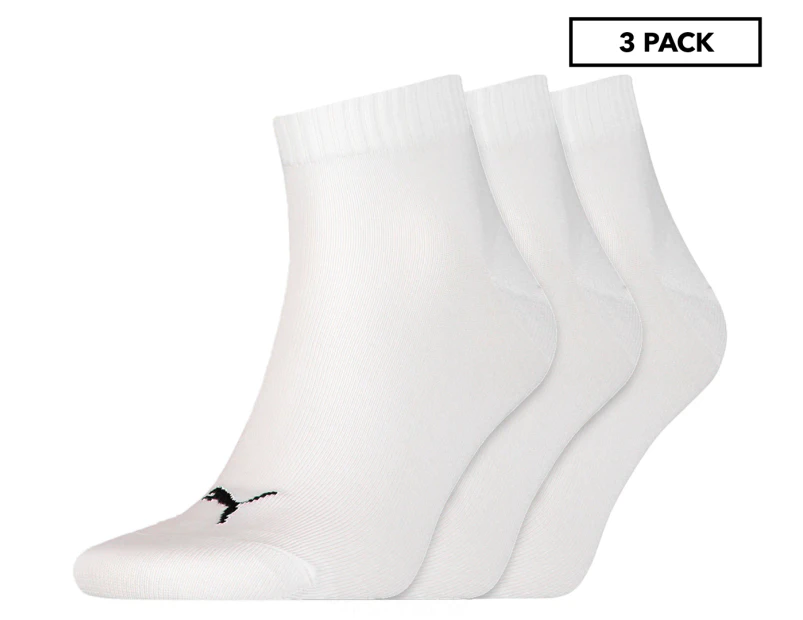 Puma Unisex Quarter Trainer Socks 3-Pack - White