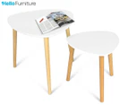 HelloFurniture 2-Piece Aura Tri Wood Nesting Coffee Table Set - White/Oak