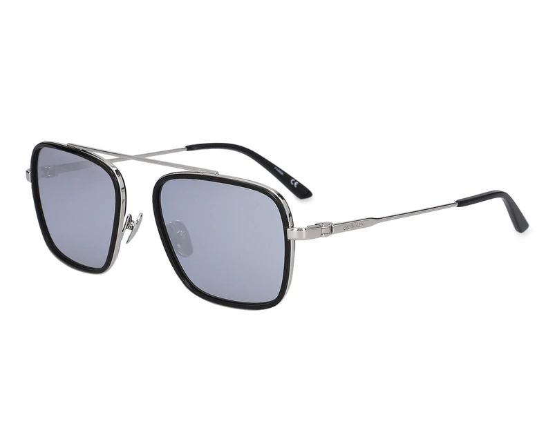 Calvin Klein Women's Square Aviator CK18102S Sunglasses - Black/Silver Mirror
