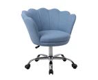 Modern Linen Fabric Office Chair Shell Chair Adjustable Swivel Comfy Upholstered Desk Chair Blue