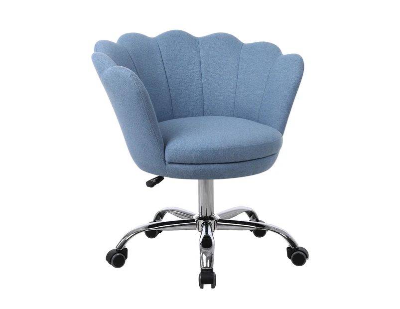 Modern Linen Fabric Office Chair Shell Chair Adjustable Swivel Comfy Upholstered Desk Chair Blue
