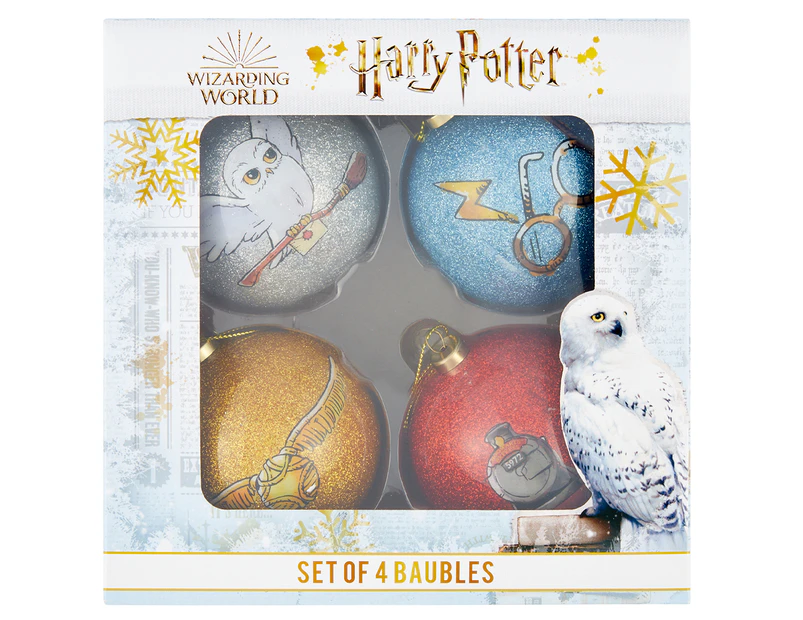Set of 4 Harry Potter Mixed Christmas Baubles
