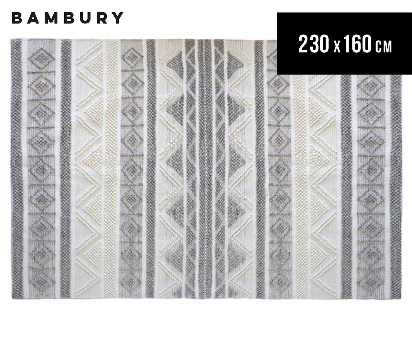Bambury 160x230cm Yadira Floor Rug - Cream/Grey