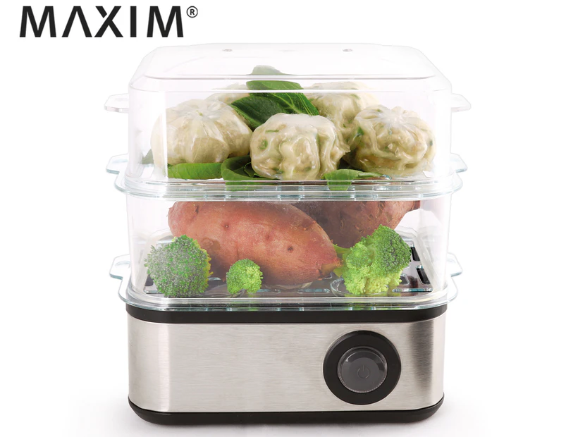 Maxim 500W Multifunction Food Steamer - Silver/Clear/Black MPS100