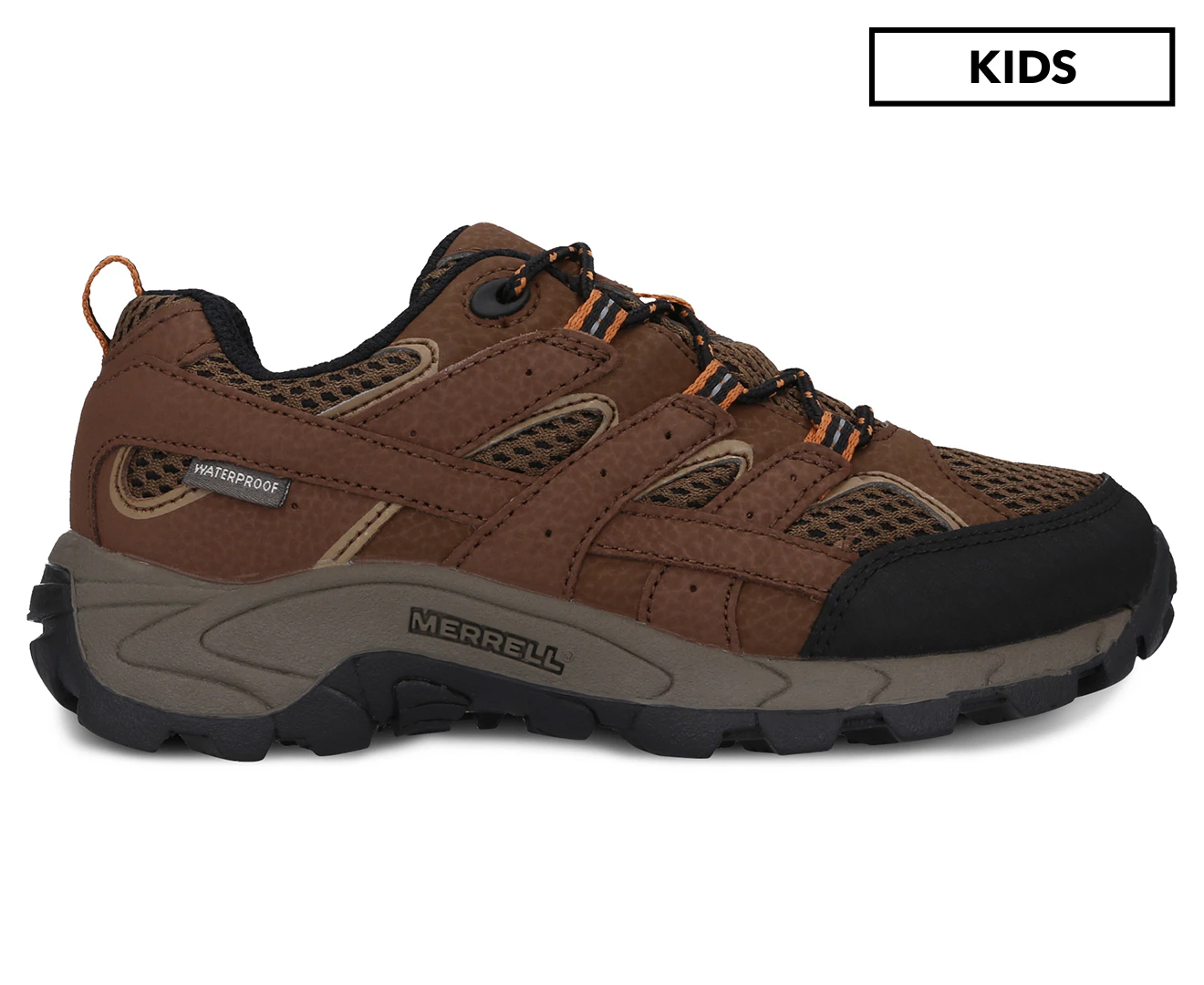 Merrell Boys' Moab II Low Lace Waterproof Hiking Shoes - Earth