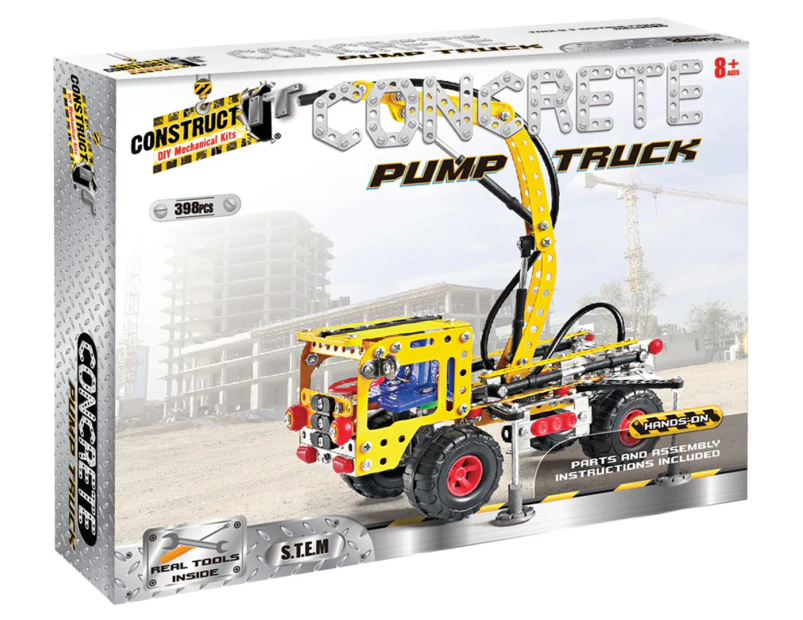 Construct-It 398-Piece Concrete Pump Truck DIY Mechanical Kit