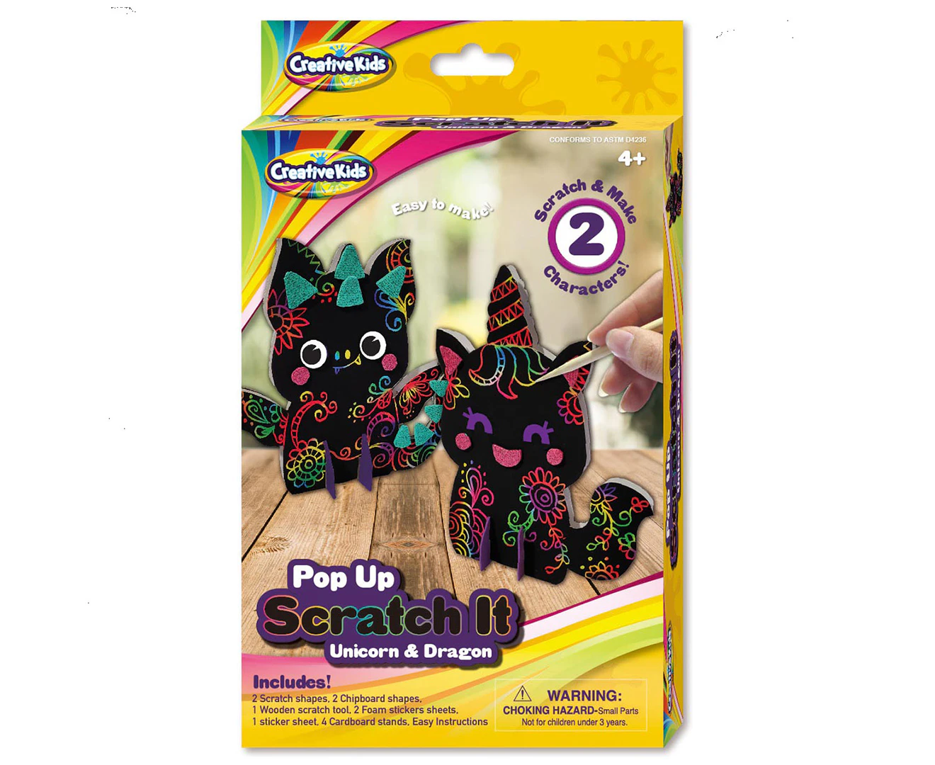 Creative Kids Pop Up Scratch It Unicorn & Dragon Activity Art Craft Fun Play 4y+